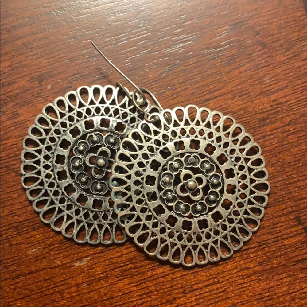 Intricate Silver Medallion Earrings